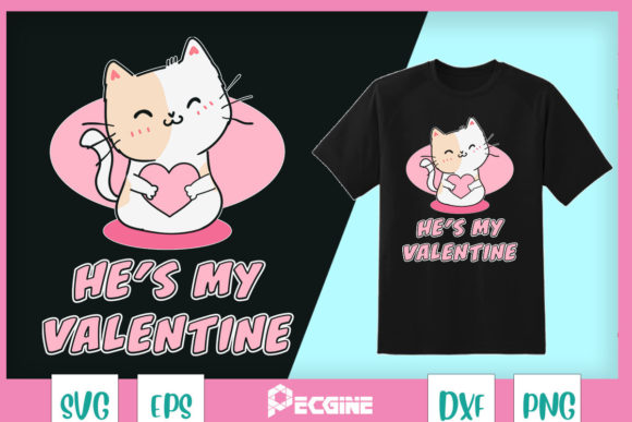 Cat Couple Valentine Graphics for T-Shirt Designs