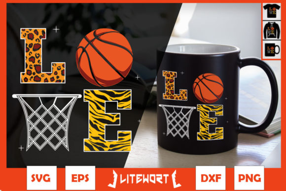 Love Basketball Hoops Silhouette Leopard Graphics for Crafts