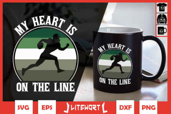 My Heart is on the Line Vintage Football Graphics for Crafters