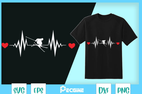 Skiing - Skiers Heartbeat: A Graphic Gem for T-Shirt Designs