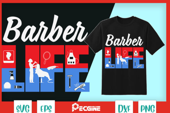 Using Barber Life Vintage Shop Graphics for T-Shirt Designs